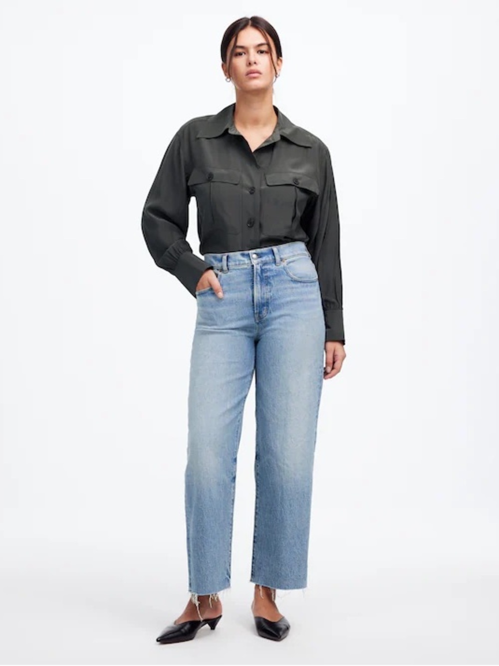 Madewell The Perfect Vintage Wide-Leg Crop Jean in Hallstead Wash Size 32 NWT